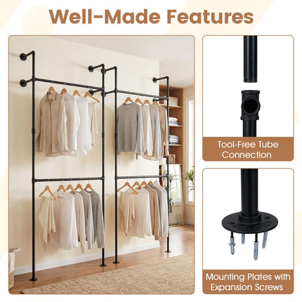 Dreamade Industrial Pipe Clothing Rack for Wardrobe Closet