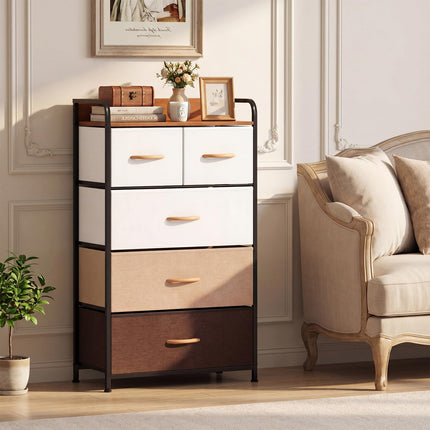 Dreamade 5-Drawer Fabric Dresser with Removable Fabric Bins