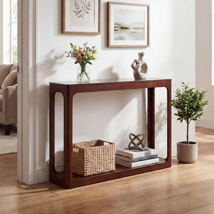 Dreamade 47" Wood Console Table 2-Tier Mid Century Modern Entryway Table
