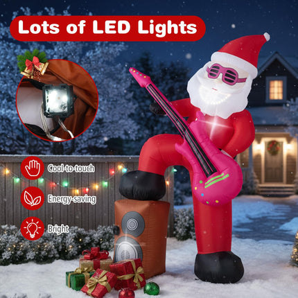 Dreamade 8.4FT Rocking Santa Inflatable with Guitar | Animated Christmas Decoration