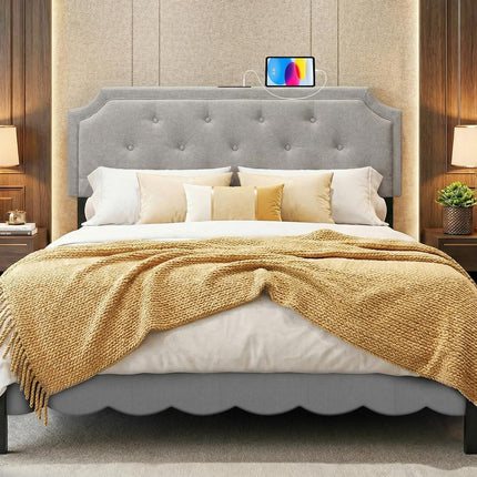 Dreamade Tufted Upholstered Head Board with 2 AC Outlets