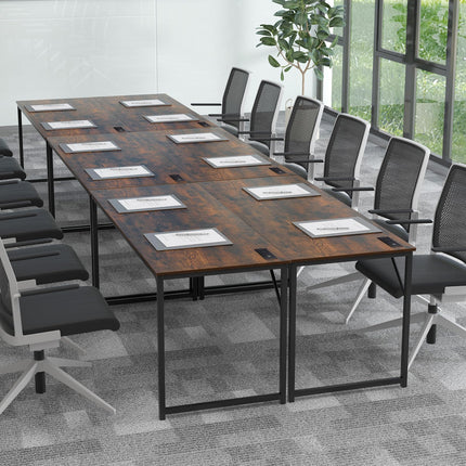 Dreamade 30 FT Conference Table with Charging Station, 60" x 24" Rectangular Large Meeting Room Desk with Storage Bag & Hook