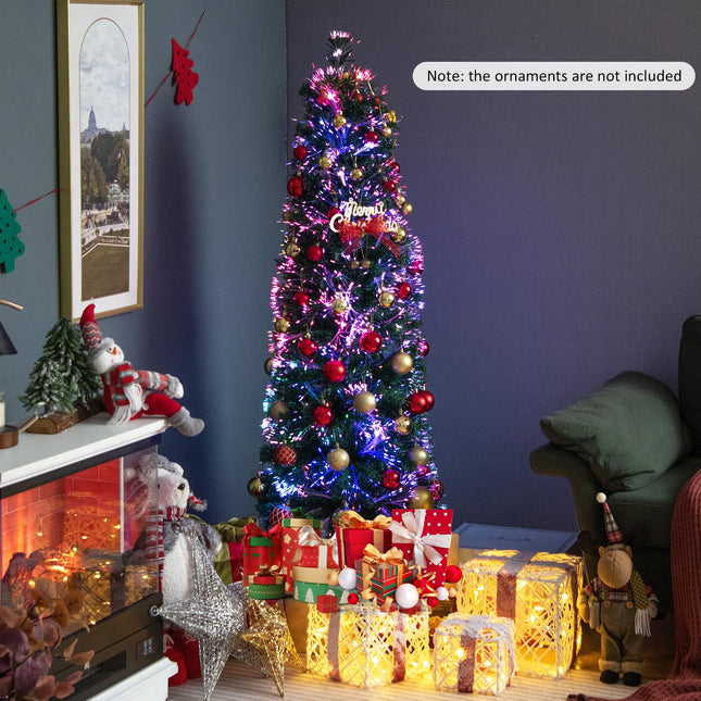 Dreamade 5ft Fiber Optic Pencil Christmas Tree Xmas Full Tree for Home Office Holiday Decor