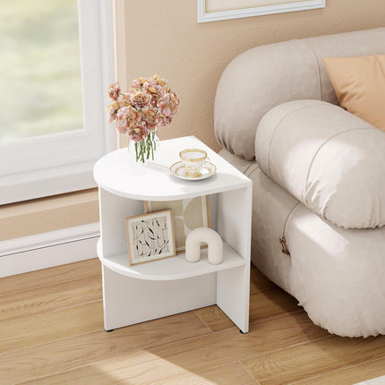 Dreamade Half Round End Table with Open Shelves for Small Space