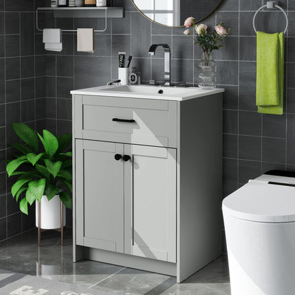 Dreamade 24” Undermount Bathroom Cabinet with Ceramic Basin