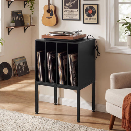 Dreamade Record Player Stand with 4 Cabinet Up to 150 Albums