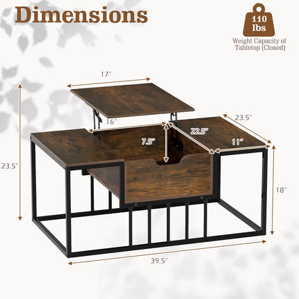 Dreamade Modern Center Table with Hidden Storage Compartment