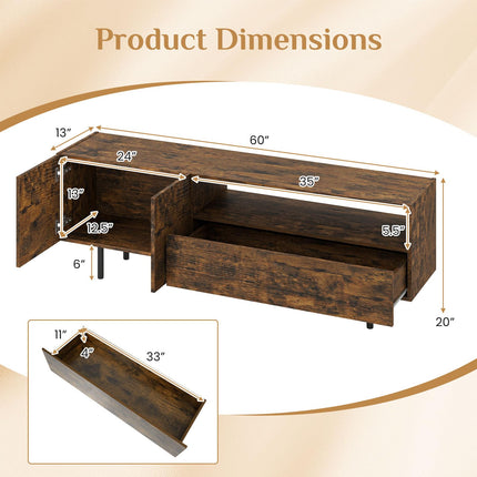 Dreamade Wooden TV Stand for TVs up to 70" with Storage Cabinet