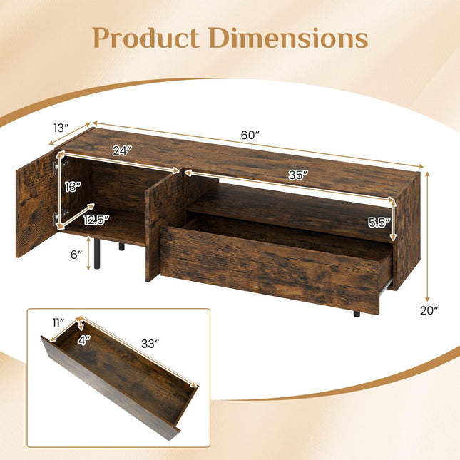 Dreamade Wooden TV Stand for TVs up to 70" with Storage Cabinet