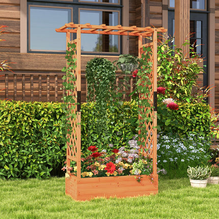 Dreamade Raised Garden Bed with 2-Sided Trellis & Hanging Roof