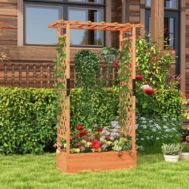 Dreamade Raised Garden Bed with 2-Sided Trellis & Hanging Roof