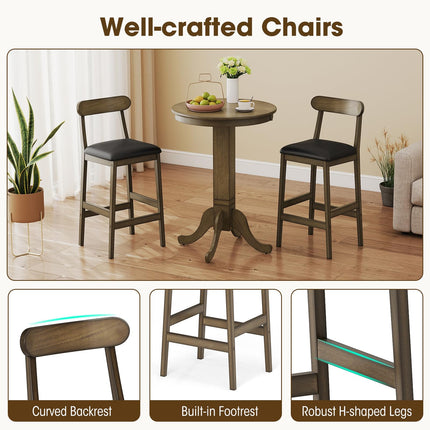 Dreamade 3 Pieces Wood Bar Table Set for 2