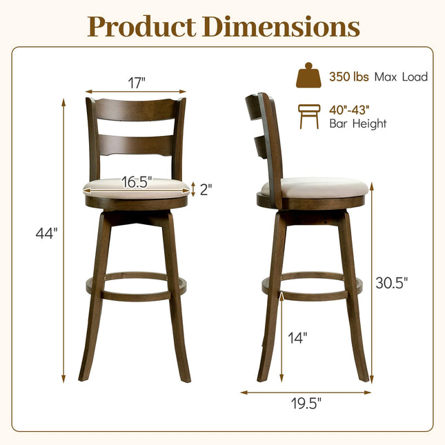 Dreamade 30.5" Swivel Bar Stools Set of 2/4 with Fabric Upholstered Seat, High Back