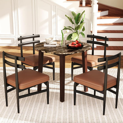 Dreamade 35” Round Dining Table - Kitchen Table with Rubber Wood Legs