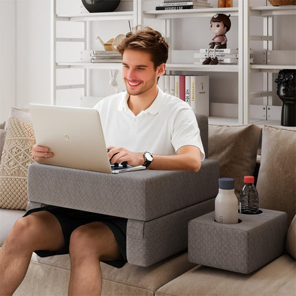 Dreamade Reading Pillow for Gaming Extra Large Lap Desk for Laptop with Back Arm Rest & Cup Holder for Adult