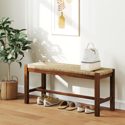 Dreamade Dining Bench with Woven Seagrass Woven Seat