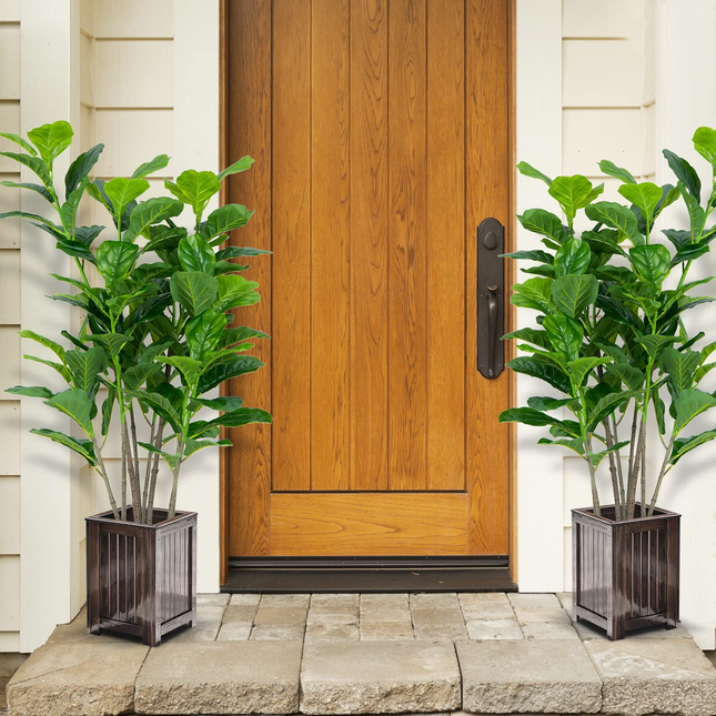 Dreamade Fake Fiddle Leaf Fig Tree, 2-Pack 51'' Tall Artificial Tree Greenery Plants in Pots W/100 Leaves - DreamadeUS