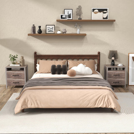 Dreamade Farmhouse Nightstand, Rustic Wood Bedside Table