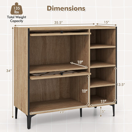 Dreamade Shoe Cabinet with Flip & Slide Doors, Shoe Storage Cabinet with Adjustable Cube Shelves(Decorative Doors)