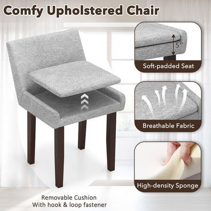 Modern Upholstered Armless Chair with Square Wood End Table