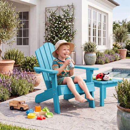 Dreamade Kids Adirondack Chair, All-Weather HIPS Children's Outdoor Chair with Tilted High Backrest