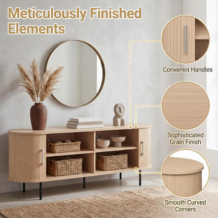 Dreamade Mid Century Curved Fluted TV Stand for TVs up to 60"