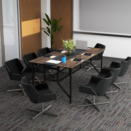 Dreamade Rectangular Meeting Table with Mesh Storage Shelf and Cable Grommet