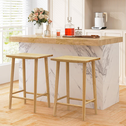 Dreamade 25.5" Wooden Bar Stools Set of 2/4, Farmhouse Backless Counter Height Bar Stools with Footrest