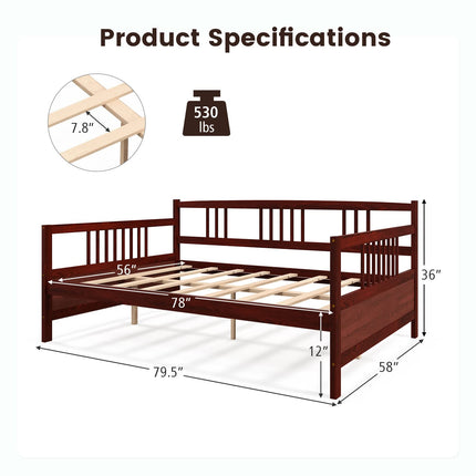 Dreamade Full Size Daybed, Wooden Daybed Sofa Bed Frame with Wood Slat Support for Kids Teens (Full)
