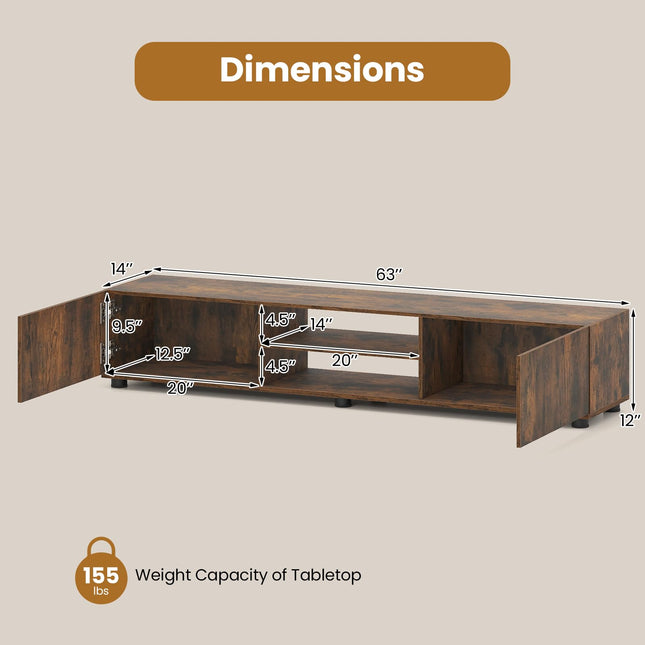 Dreamade TV Stand for 55-70 Inch TV Modern Entertainment Center w/ 3 Open Shelves