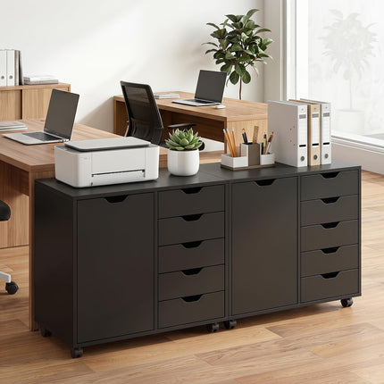 Dreamade 5 Drawer Storage Cabinet on Wheels with Adjustable Shelf