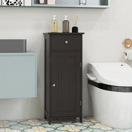 Dreamade 34.5” Bathroom Cabinet Narrow Side Storage Organizer with Drawer