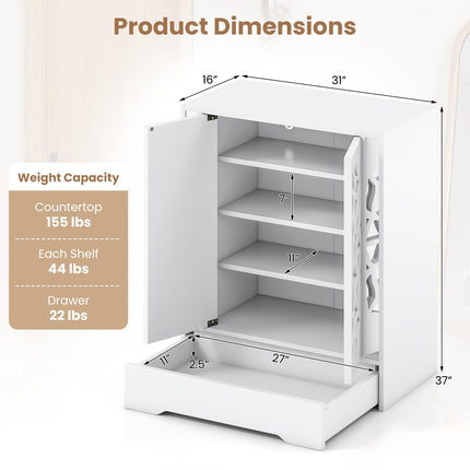 Dreamade Shoe Cabinet with Drawer 6-Tier Shoe Organizer Cabinet with Mirrored Doors