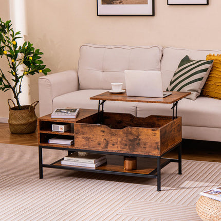 Dreamade Lift Top Coffee Table, Coffee Table with Storage Shelf and Hidden Compartment