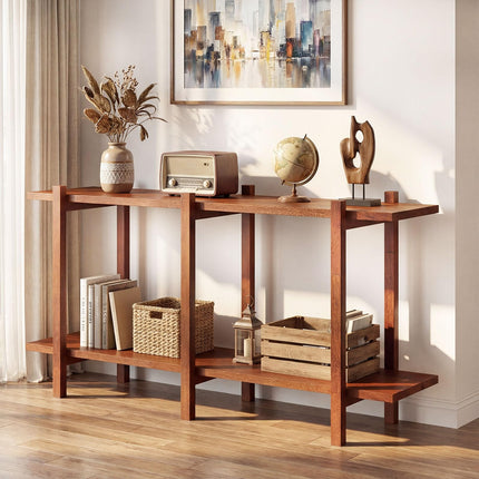 Dreamade 2 Tier Wood Bookshelf 48" Modern Wide Storage Shelf