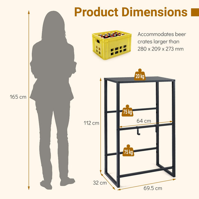 Dreamade 3-Tier Drink Crate Rack for Kitchen