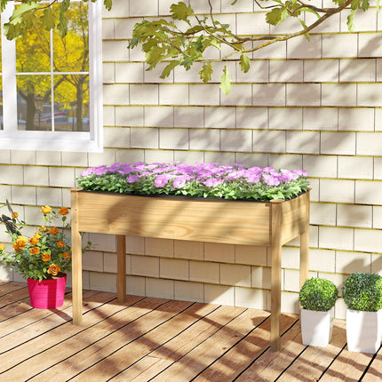 Dreamade 47"x23"x30" Elevated Wood Planter Box with Liner