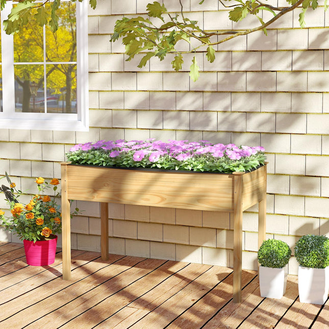 Dreamade 47"x23"x30" Elevated Wood Planter Box with Liner
