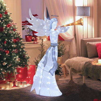 Dreamade 5 FT Lighted Trumpeting Angel, Light-up Christmas Angel with LED Lights