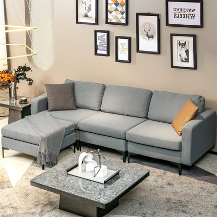 Dreamade 94.5" L Convertible Sofa Couch, 3 Seat Sectional Sleeper with USB Ports & Socket