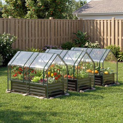Dreamade 4x2x3 FT Galvanized Raised Garden Bed with Greenhouse Cover