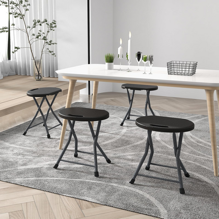 Dreamade Folding Stool, 18” Height Foldable Bar Stools, Portable Folding Chairs with Built-in Carry Handle