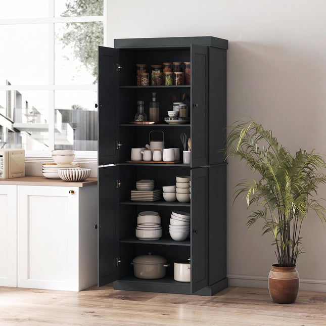 Dreamade 72.5'' Kitchen Pantry Cabinet w/4 Doors & 2 Adjustable Shelves