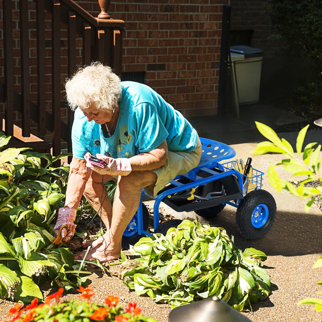 Dreamade Garden Cart Rolling Tray Gardening Planting with Work Seat