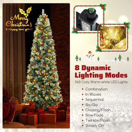 Dreamade 9ft Pre-Lit Artificial Christmas Tree, Hinged Xmas Tree with 1416 PVC & Pine Needles