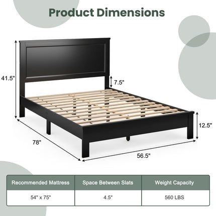 Dreamade Queen/Full/Twin Size Wood Platform Bed Frame with Headboard, Mid Century Bed Frame with Solid Wood Legs & Wooden Slat Support