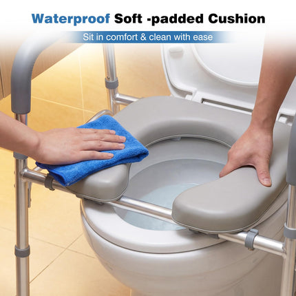Dreamade Raised Toilet Seat with Handles | Toilet Seat Riser for Seniors w/Padded Arms