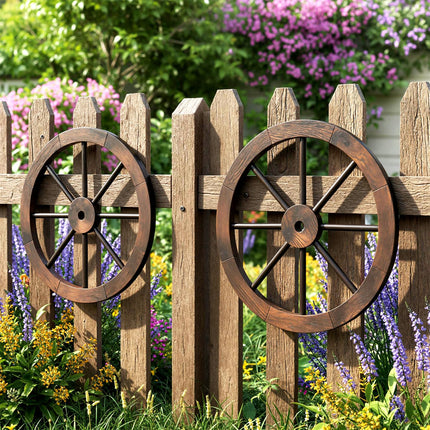 Dreamade 24-Inch Wagon Wheels 2/4 Pieces Carbonized Solid Fir Wood