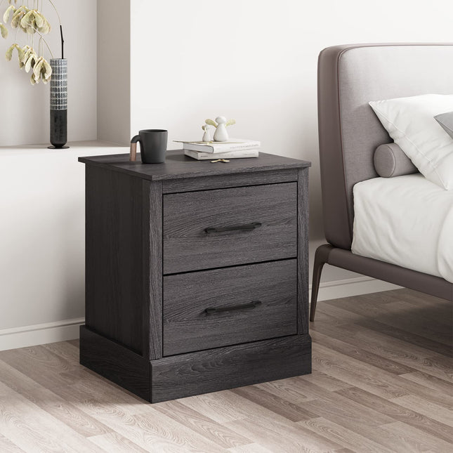 Dreamade Farmhouse Nightstand Set of 2, Wood Bedside Table with 2 Storage Drawers
