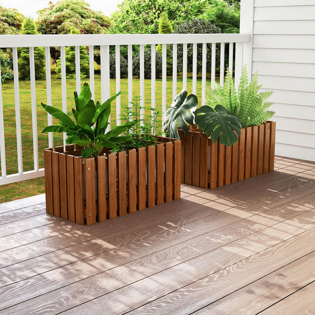 Dreamade Slat Style Planter Box Wood Raised Garden Bed for Growing Vegetables Flowers Herbs